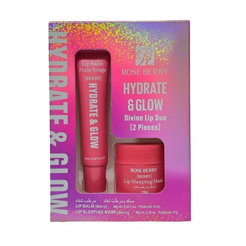 مسك ومرطب شفاه Hydrate & Glow – Divine Lip Duo روز بيري