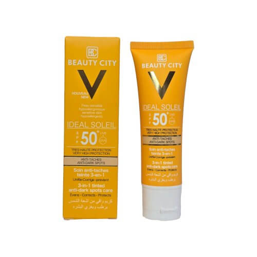 ايديال سولاي كريم ملون مضاد للبقع الداكنة 3 في 1 - IDEAL SOLEIL Anti-dark spots tinted 3-in-1 care SPF 50